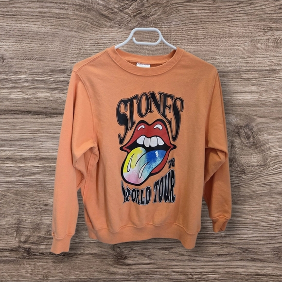 the Rolling Stones Tops - ⭐️The Rolling Stones Orange Sweatshirt Size XXS